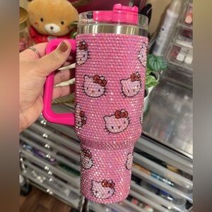 Pink Hello Kitty Tumbler with Rhinestones stainless steel
